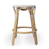 24" Beige Rattan Backless Bar Chair