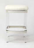 24" White And Clear Acrylic Backless Counter Height Bar Chair