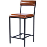 27" Brown And Black Iron Bar Chair