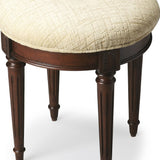 18" Off White Linen And Dark Brown Ottoman