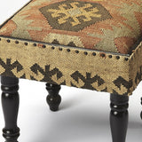 18" Brown Linen Ottoman