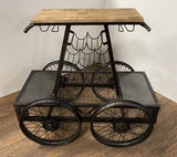 Rolling Rustic Black And Natural Bar Cart