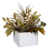 Rustic White Planter With Floral Arrangement