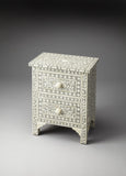 18" Blue And White Solid Wood Frame Standard Accent Chest With Two Drawers