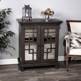 22" Brown And White Solid Wood Frame Standard Accent Chest With Two Drawers