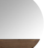 Contemporary Round Wall Mirror With Wooden Detailing