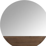 Contemporary Round Wall Mirror With Wooden Detailing