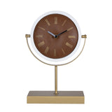 Golden Brown Faux Leather Table Or Desk Clock