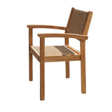 22" Set of Two Natural Wood and Rattan Indoor Outdoor Dining Chairs