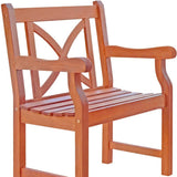 22" Set of Two Natural Wood and Rattan Indoor Outdoor Dining Chairs