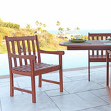 Distressed Patio Armchair With Horizontal Slats
