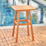 29" Natural Eucalyptus Slat Wood Outdoor End Table