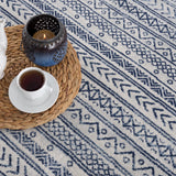 4’ X 6’ Navy Blue Decorative Stripes Area Rug