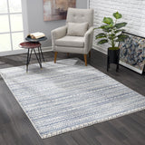 5’ X 8’ Navy Blue Decorative Stripes Area Rug