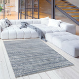 8’ X 11’ Navy Blue Decorative Stripes Area Rug