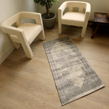 2’ X 4’ Gray Distressed Medallion Area Rug