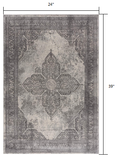 2’ X 4’ Gray Distressed Medallion Area Rug