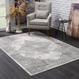 4’ X 6’ Gray Distressed Medallion Area Rug