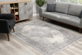 4’ X 6’ Gray Distressed Medallion Area Rug