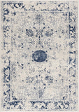 8’ X 11’ Navy Blue Distressed Floral Area Rug