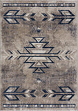 4’ X 6’ Beige And Blue Boho Chic Area Rug