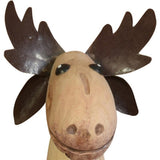 Petite Wood And Metal Moose Sculpture