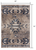 5’ X 8’ Beige And Blue Boho Chic Area Rug