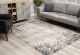 4’ X 6’ Navy And Beige Distressed Vines Area Rug