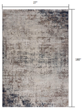 2’ X 15’ Navy Blue Distressed Striations Runner Rug