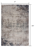 2’ X 20’ Navy Blue Distressed Striations Runner Rug