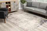 4’ X 6’ Navy Blue Distressed Striations Area Rug