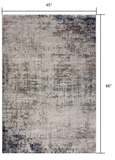 4’ X 6’ Navy Blue Distressed Striations Area Rug