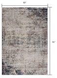 5’ X 8’ Navy Blue Distressed Striations Area Rug