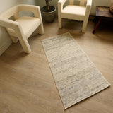 2’ X 13’ Ivory Distressed Ikat Pattern Runner Rug