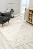 5’ X 8’ Ivory Distressed Ikat Pattern Area Rug