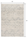 5’ X 8’ Ivory Distressed Ikat Pattern Area Rug