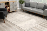 8’ X 11’ Ivory Distressed Ikat Pattern Area Rug