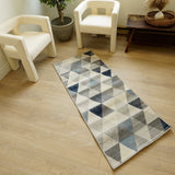 2’ X 13’ Navy Blue Geometric Diamond Runner Rug