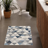 2’ X 5’ Navy Blue Geometric Diamond Area Rug