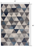 2’ X 8’ Navy Blue Geometric Diamond Runner Rug