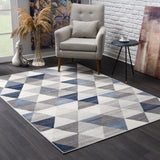 5’ X 8’ Navy Blue Geometric Diamond Area Rug