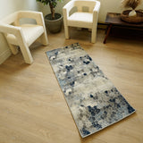 2’ X 13’ Navy Blue Cobblestone Pattern Runner Rug