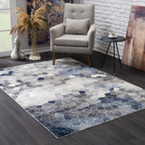 4’ X 6’ Navy Blue Cobblestone Pattern Area Rug