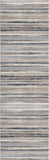 10' Blue and Beige Striped Distressed Runner Rug