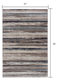 2’ X 3’ Blue And Beige Distressed Stripes Scatter Rug