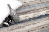 5’ X 8’ Blue And Beige Distressed Stripes Area Rug