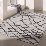 5’ X 8’ Gray And Black Modern Abstract Area Rug