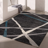 5’ X 8’ Distressed Black And Gray Abstract Area Rug