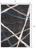 5’ X 8’ Distressed Black And Gray Abstract Area Rug