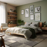 5’ X 8’ White And Gray Checkered Area Rug